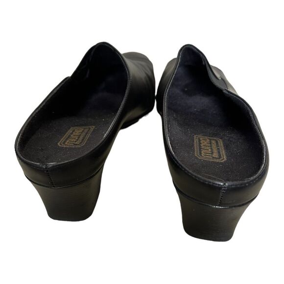 Munro American black leather snakeskin slip on dress shoes low heel size 11.5 - Picture 2 of 8